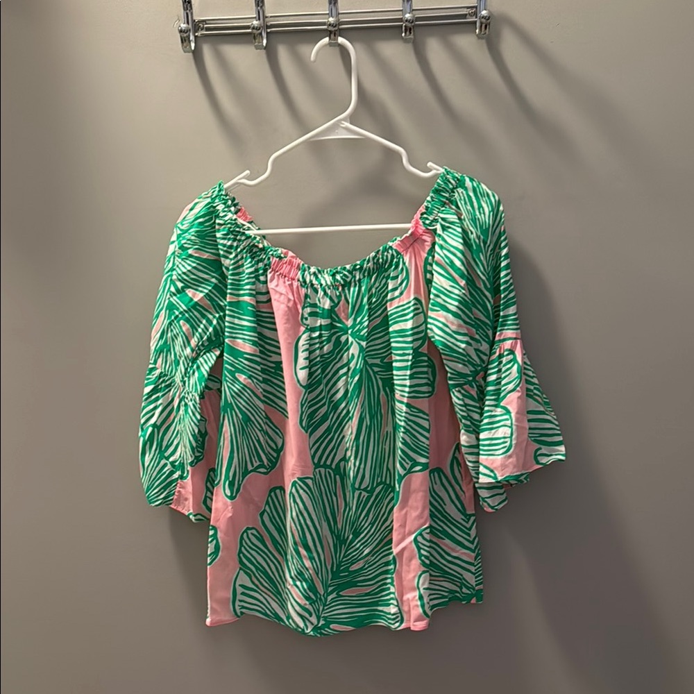 Lily Pulitzer Leaf Print Off-Shoulder Top
